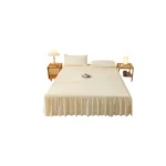 Faldon para cama plaza y media 1.5 Color Beige - Angeles del Hogar Chile
