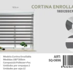 Cortina Roller Duo Lisa 180cm x 200cm Color Gris SQ-0896 - Angeles del Hogar Chile