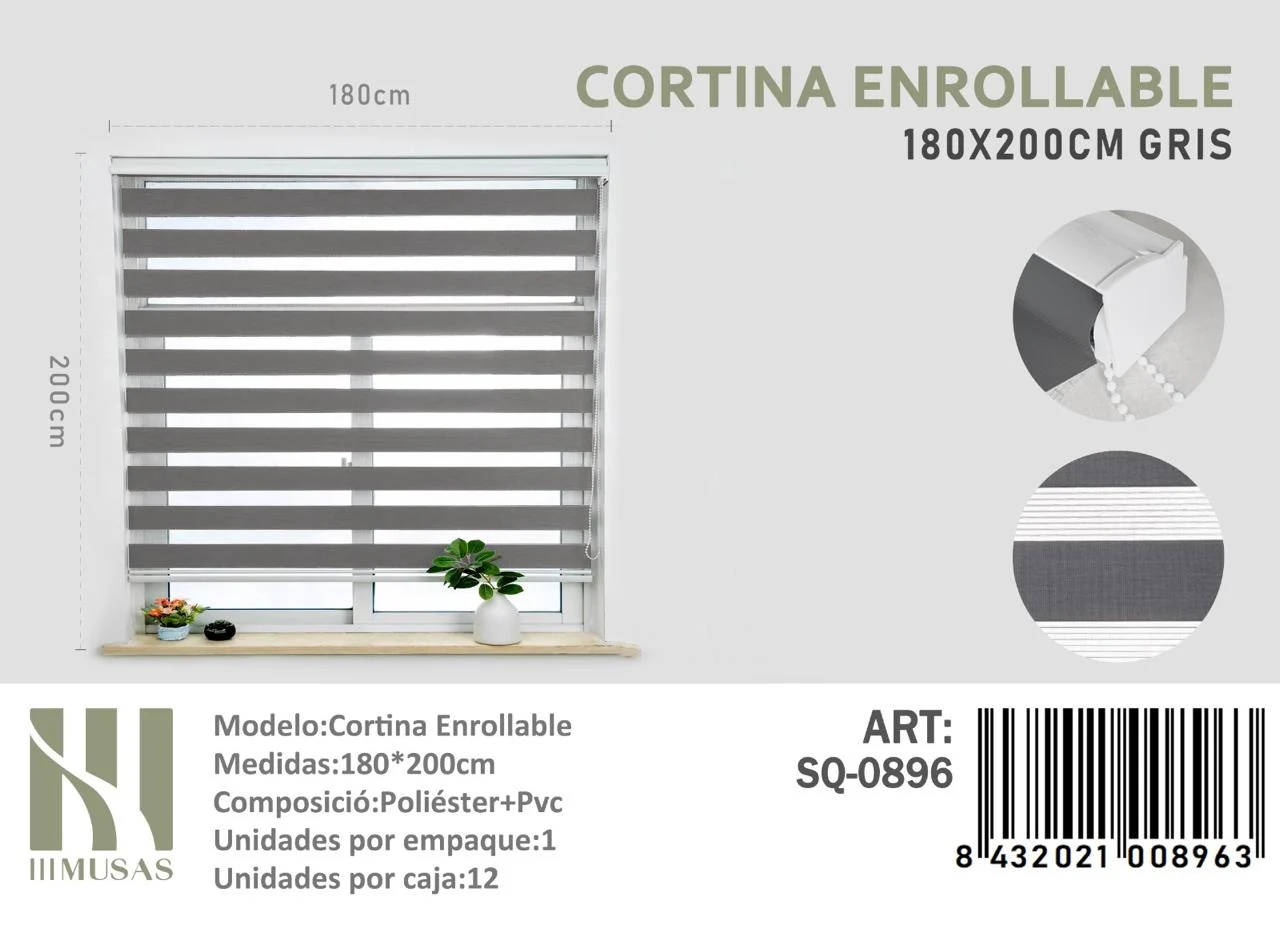 WhatsApp Image 2025-01-21 at 15.28.43 (2) Cortina Roller Duo Lisa 180cm x 200cm Color Gris SQ-0896 - Angeles del Hogar Chile