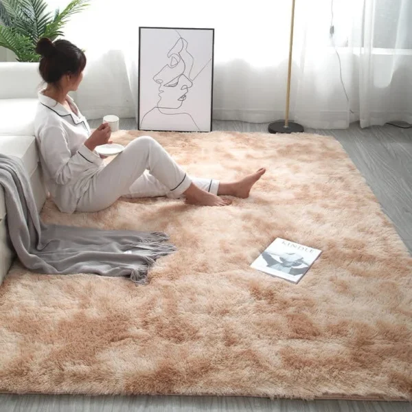Alfombra Peludas Livianas 200x240 cm Beige Jaspeado - Angeles del Hogar Chile