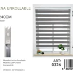 Cortina Roller Duo Lisa 200cm x 240cm Color Gris 0326 - Angeles del Hogar Chile