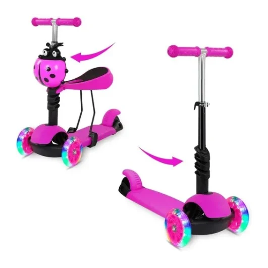 Scooter Monopatin 3 en 1 Ajustable Fucsia - Angeles del Hogar Chile