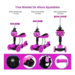 Scooter Monopatin 3 en 1 Ajustable Fucsia - Angeles del Hogar Chile