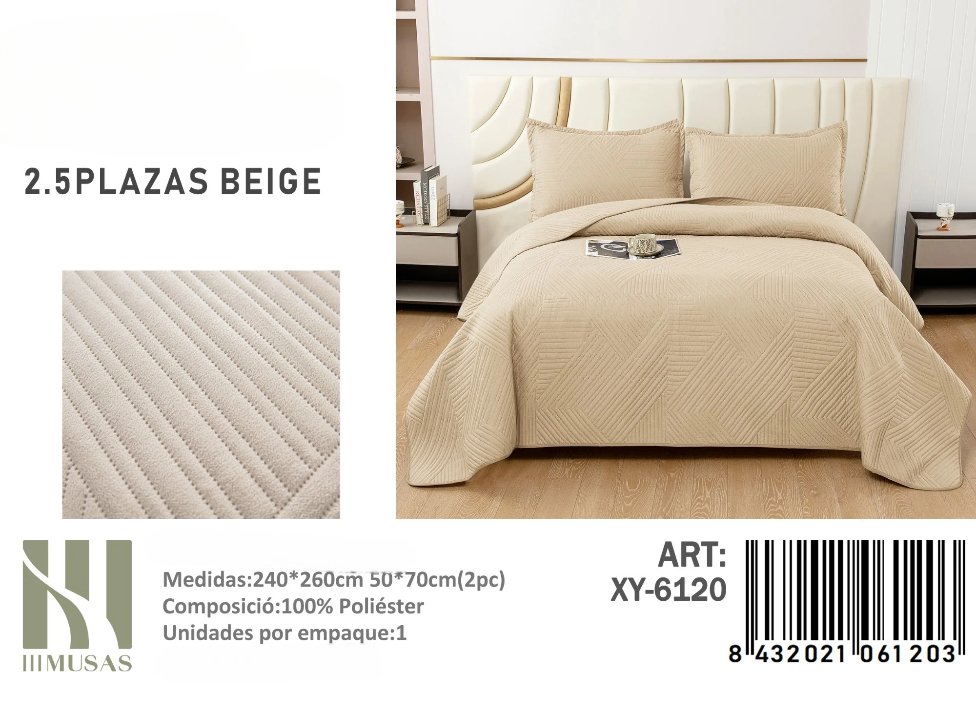6120-Photoroom Cubrecama Quilt de Verano King Texturizado XY-6120 - Angeles del Hogar Chile