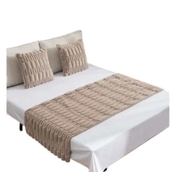 Set Piecera Premium + 2 Fundas Cojin Tipo Piel Suave Color Cafe - Angeles del Hogar Chile