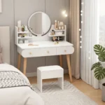 Tocador Cómoda Blanco Con Espejo Luz Led 100*40*130cm - Imagen 4