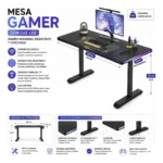 Escritorio Gamer 120cm, Color Negro, Patas En T - Imagen 2