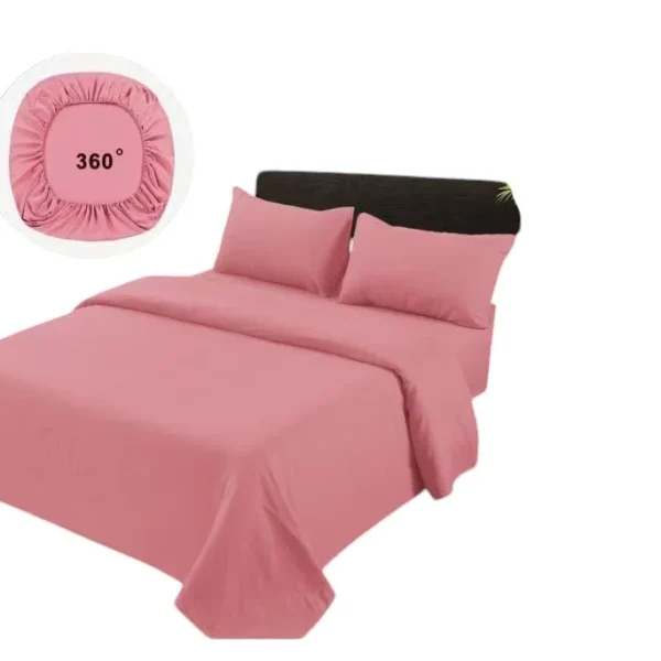 Set De Sabanas 1 Plaza + 1 Funda De Almohada Color Rosado - Angeles del Hogar Chile