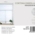 Cortina Roller Duo Lisa 100cm x 200cm Color Blanco SQ-0879 - Angeles del Hogar Chile