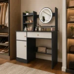 Comoda Tocador Moderno Gris con Espejo Luz Led 3 Ajustes de Brillo - Imagen 5