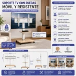 Soporte para Tv Movible Rodante de 32 a 75 Blanco
