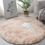 Alfombras Shaggy Peludas Redondas Livianas 150x150 Beige Jaspeado - Angeles del Hogar Chile