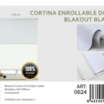 Cortinas Roller Blackout Doble 140cm x 200cm Blanco 0624 - Angeles del Hogar Chile