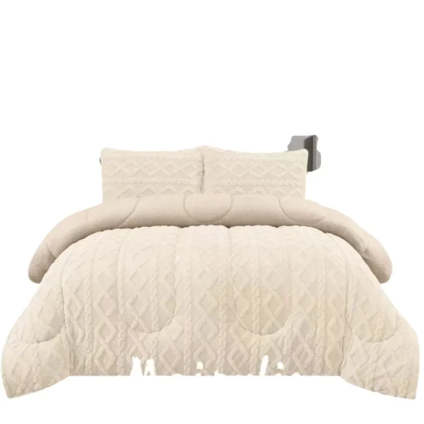 Cobertor de Invierno Trenzado Meipulis 2 Plazas Color Beige - Angeles del Hogar Chile