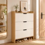 Zapatero Organizador Estante Armario 115Alto x 100 x 17cm Blanco beige - Imagen 2