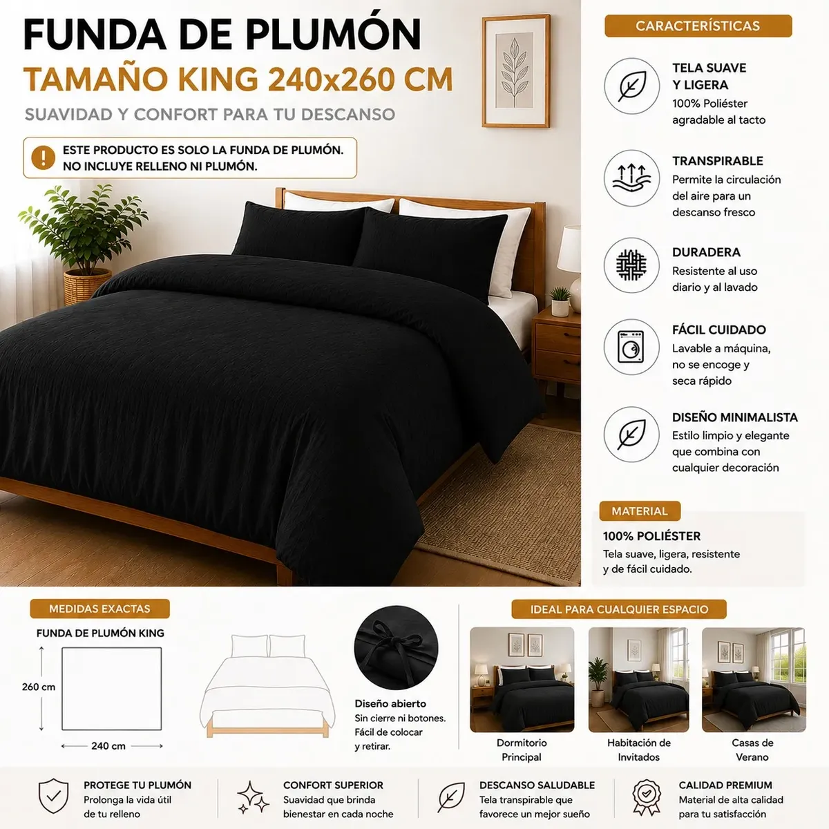D_NQ_NP_2X_935427-MLC116708535371_082026-F-funda-de-plumon-soft-touch-tamano-king-240x260cm Funda De Plumón Soft Touch Tamaño King 240x260 cm - Imagen 1