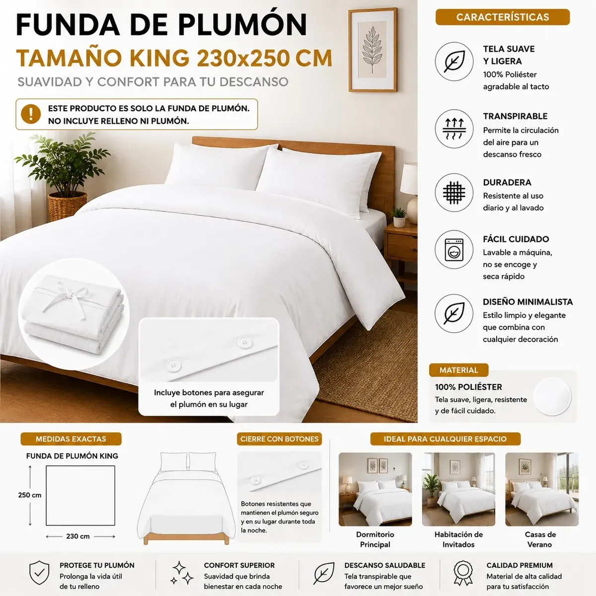 D_NQ_NP_2X_961750-MLC116825224935_082026-F-funda-de-plumon-soft-touch-tamano-king-240x260cm Funda De Plumón Soft Touch Tamaño King 230x250 cm - Imagen 1
