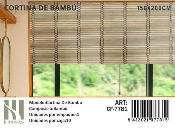 Persiana O Cortina Roller De Bambú 150x200 cm - Angeles del Hogar Chile