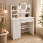 Comoda Tocador Moderno con Espejo Luz Led 3 Ajustes de Brillo - Imagen 2