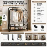 Perchero Metalico 68 kilos Doble Barra Closet Exhibicion - Imagen 3