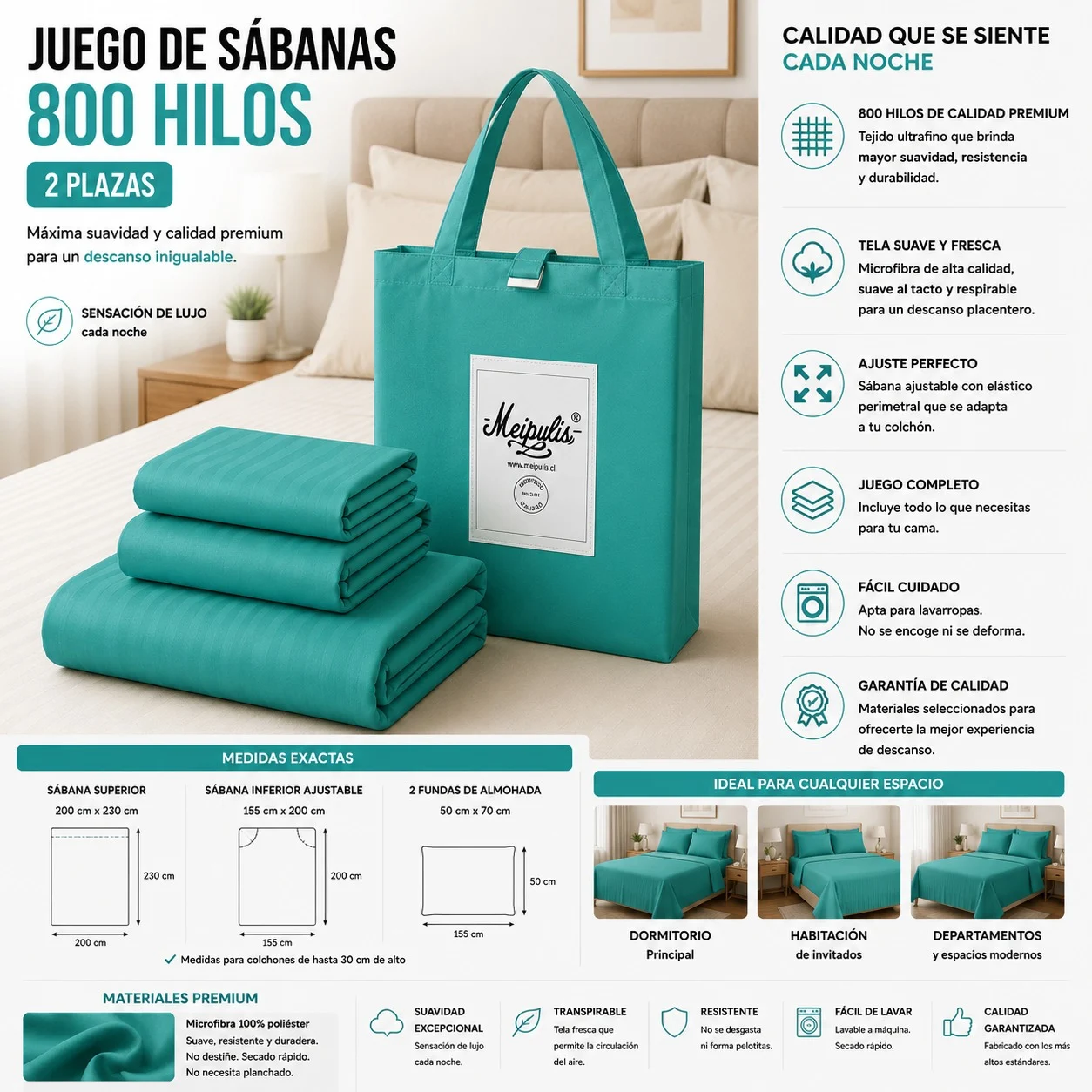 WhatsApp Image 2026-07-21 at 17.15.21 (9) Juego De Sabanas Mp 800 Hilos 2 Plazas - Imagen 1