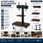 Soporte para Tv Movible Rodante de 32 a 70 Negro - Imagen 3