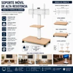 Soporte para Tv Movible Rodante de 32 a 70 Blanco - Imagen 5
