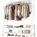 Perchero Metalico 48 kilos Doble Barra Closet Exhibicion Color Blanco - Angeles del Hogar Chile
