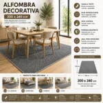Alfombra Decorativa Texturizada para Living y Dormitorio Color Gris