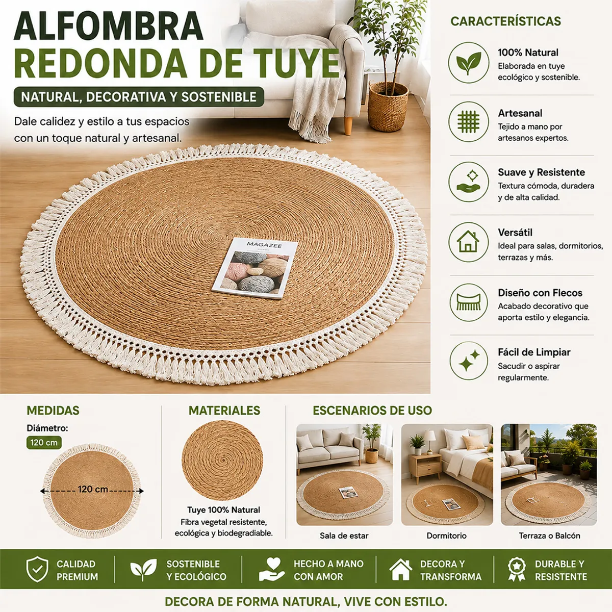 w=1200,h=1200,fit=pad – 2026-08-13T135911.253 Alfombra Redonda de Yute 120 cm Modelo Clásica - Imagen 1
