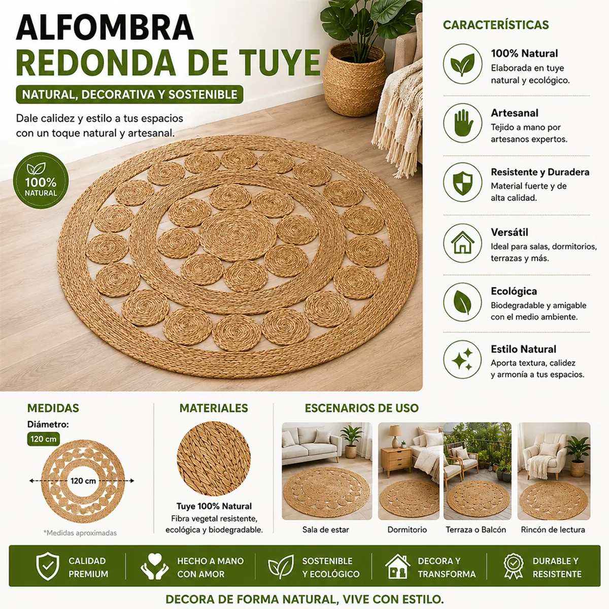 w=1200,h=1200,fit=pad – 2026-08-13T144624.178 Alfombra Redonda de Yute 120 cm Modelo Clásica - Imagen 1