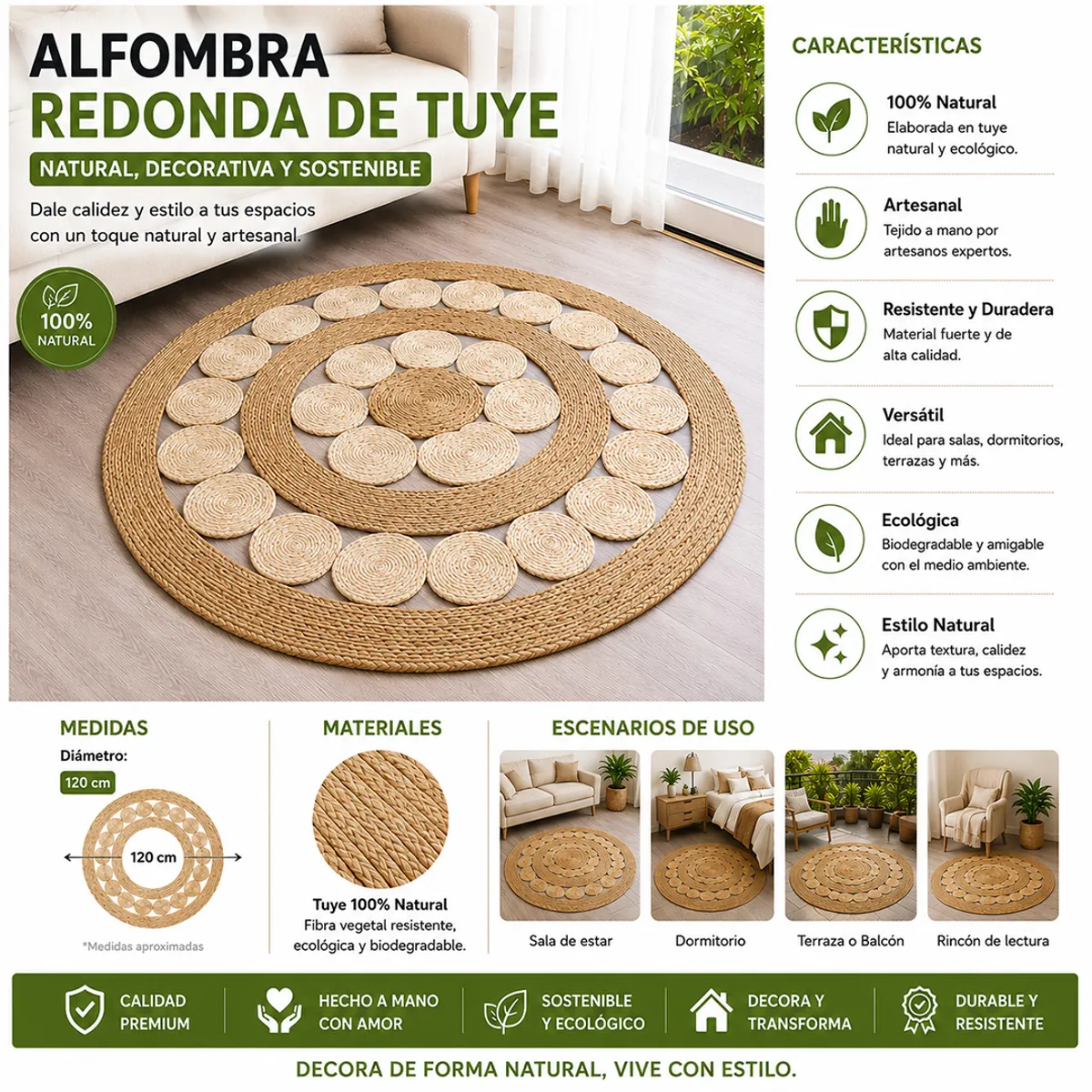 w=1200,h=1200,fit=pad – 2026-08-13T144814.538 Alfombra Redonda de Yute 120 cm Modelo Clásica - Imagen 1