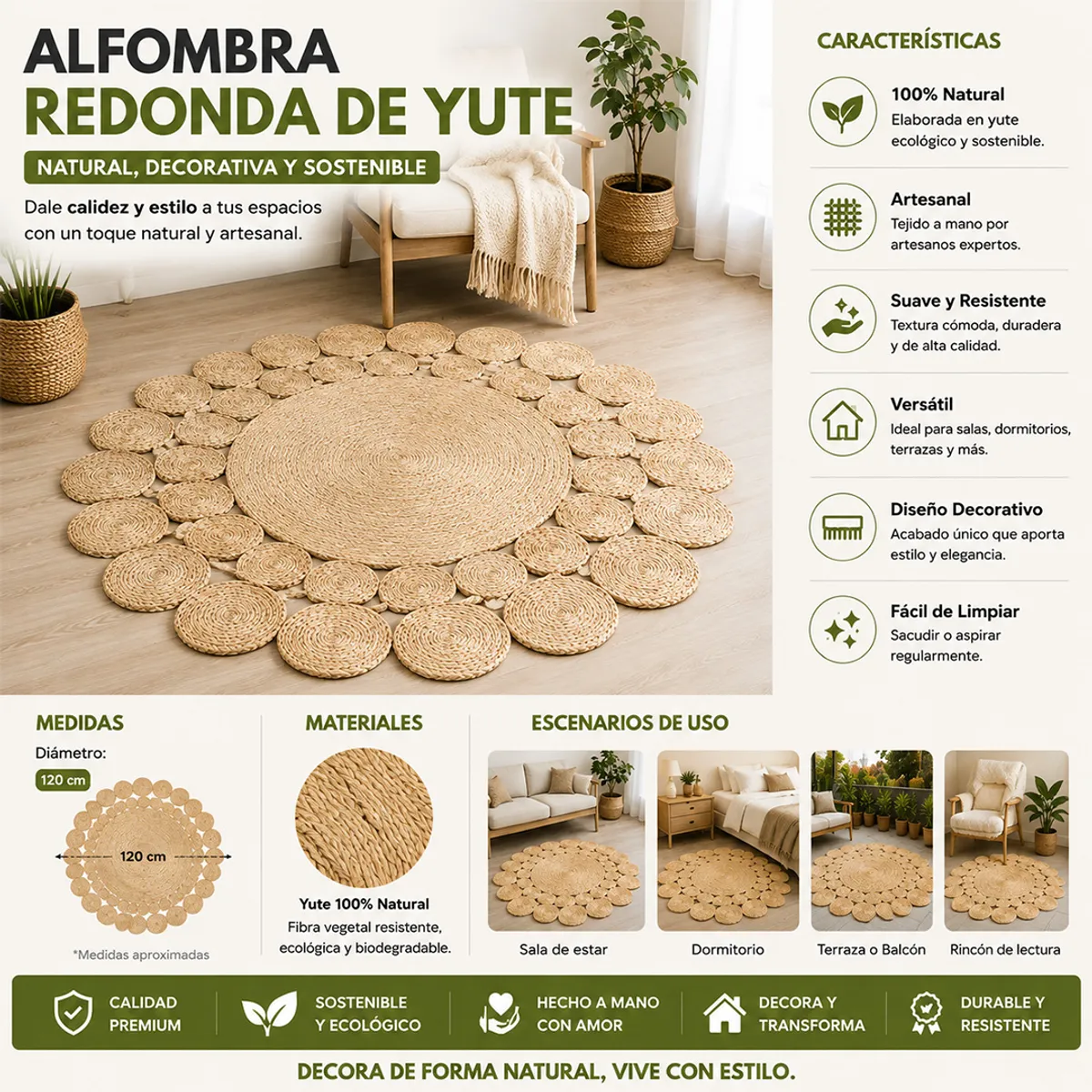 w=1200,h=1200,fit=pad – 2026-08-13T150103.377 Alfombra Redonda de Yute 120 cm Modelo Clásica - Imagen 1