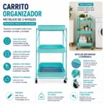 Carrito Organizador Metalico Plegable 3 Niveles (copia)