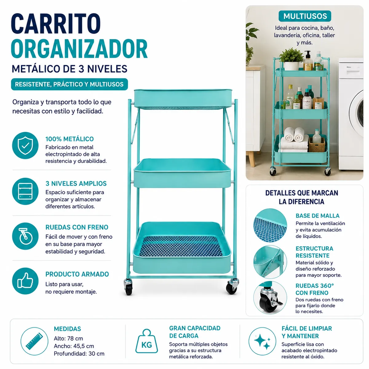 w=1200,h=1200,fit=pad – 2026-08-25T095459.489 Carrito Organizador Metalico Plegable 3 Niveles - Imagen 1
