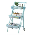 Organizador Metálico Plegable Con Ruedas 3 Niveles Color Celeste - Angeles del Hogar Chile