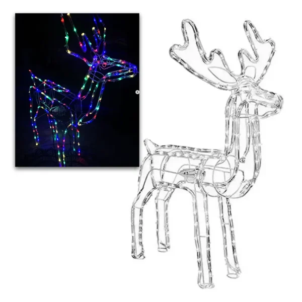 Reno Navideno Luz Led Solar Decorativo 120cm Luz Multicolor - Angeles del Hogar Chile