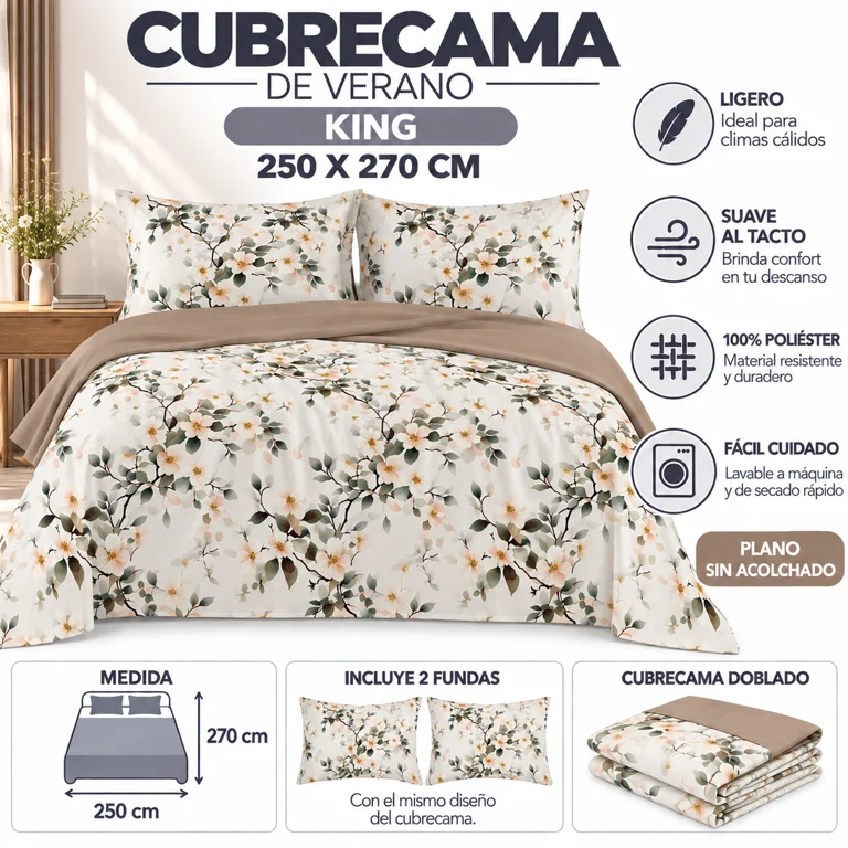 36b44513-898d-4fd3-bc9a-7ccc038f40d2.32377d825889c73cfc1a1d37e122473d Cubrecama De Verano Tamaño King Con Diseño - Imagen 1