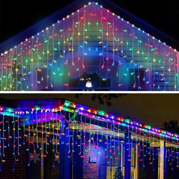 Luces Cascada 100 Led Multicolor 3 Metros Decoracion Navidad Solar - Angeles del Hogar Chile