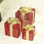 Set De 3 Caja De Regalo Decorativa Navidad Luces Led - Angeles del Hogar Chile