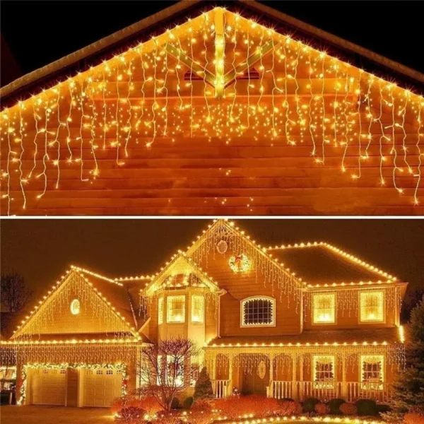 Luces Cascada 100 Led Luz Calida 3 Metros Decoracion Navidad Solar - Angeles del Hogar Chile