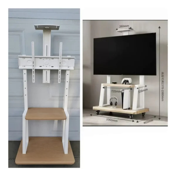 Soporte Tv Movil Con Ruedas 32 A 70 Base Pedestal en Color blanco - Angeles del Hogar Chile