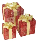 Set De 3 Caja De Regalo Decorativa Navidad Luces Led - Angeles del Hogar Chile