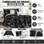 Cubrecama De Verano Tamaño Super King Con Diseño