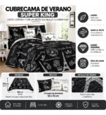 Cubrecama De Verano Tamaño Super King Con Diseño