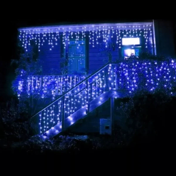 Luces Cascada 300 Led Luz Azul 8 Metros Decoracion Navidad A Corriente - Angeles del Hogar Chile