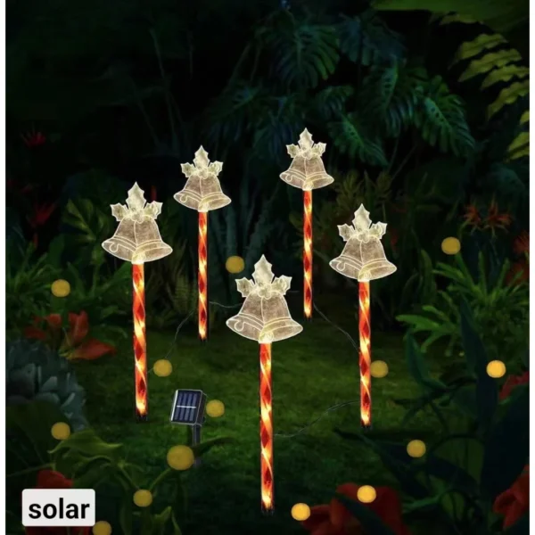 Set De 5 Luces Campanas Solares Para Decoracion Exterior Navidena - Angeles del Hogar Chile