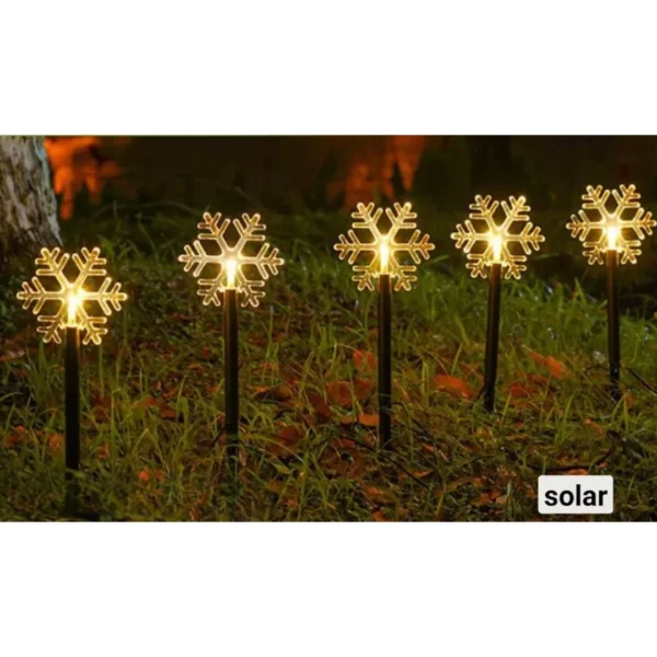 Set De 5 Luces Copos De Nieve Solares Para Decoracion Exterior - Angeles del Hogar Chile