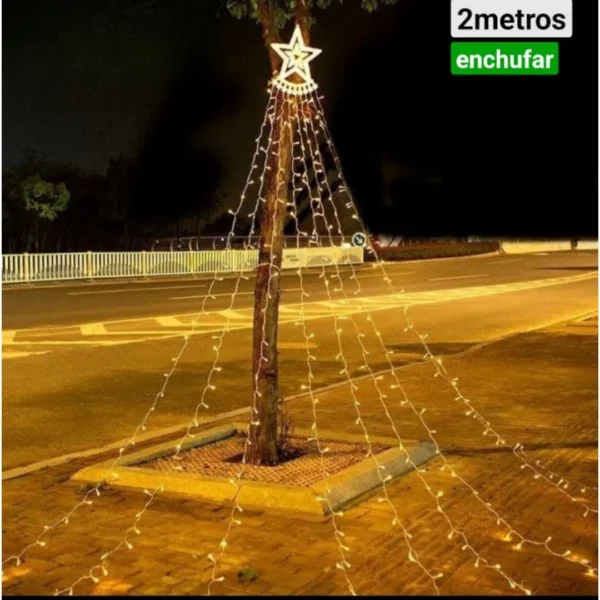Cadena De Luces De Cascada De Navidad Estrellas Luz Calida 2 Metros - Angeles del Hogar Chile