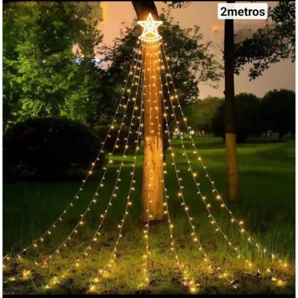 Cadena De Luces De Cascada De Navidad Estrellas Luz Calida 2 - Angeles del Hogar Chile